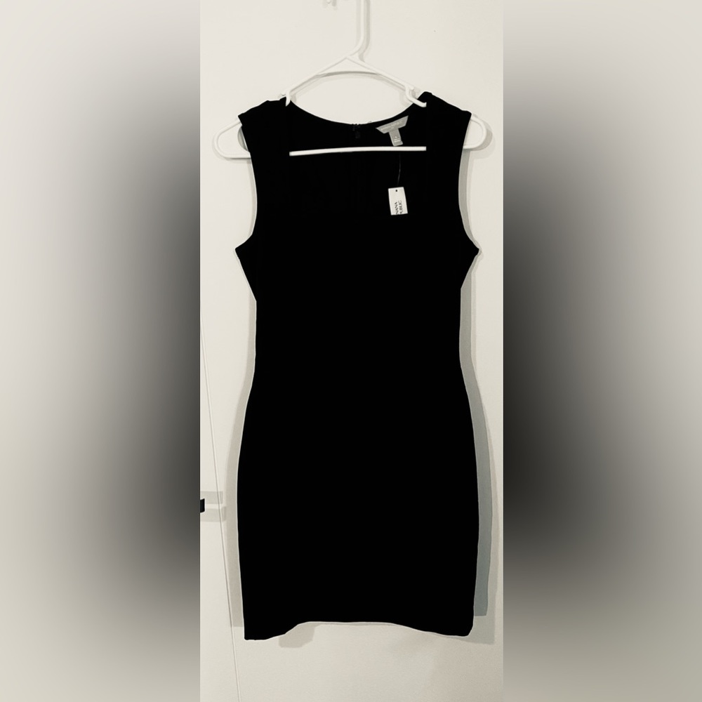 BANANA REPUBLIC Black Square Neck Sleeveless Stretchy Dress 6 (Small) NWT
